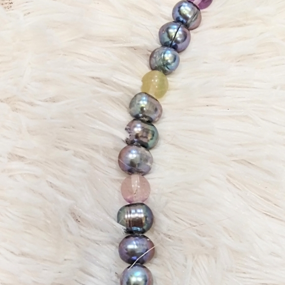 Genuine Pearl Amethyst Crystal Gemstone Necklace - Picture 9 of 10